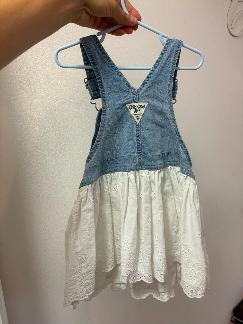 OshKosh B'gosh Light Blue Denim & White Eyelet Jumper Dress